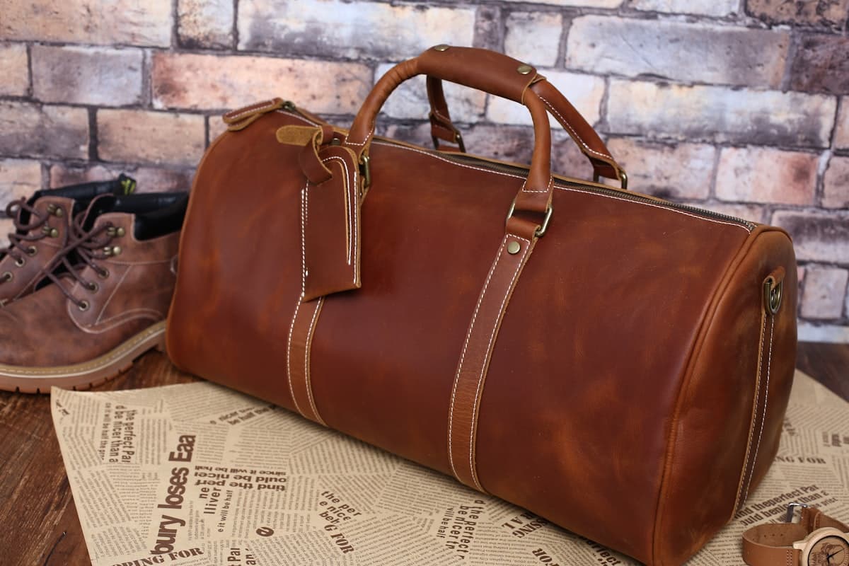 Premium leather duffel bag crafted from selected materials